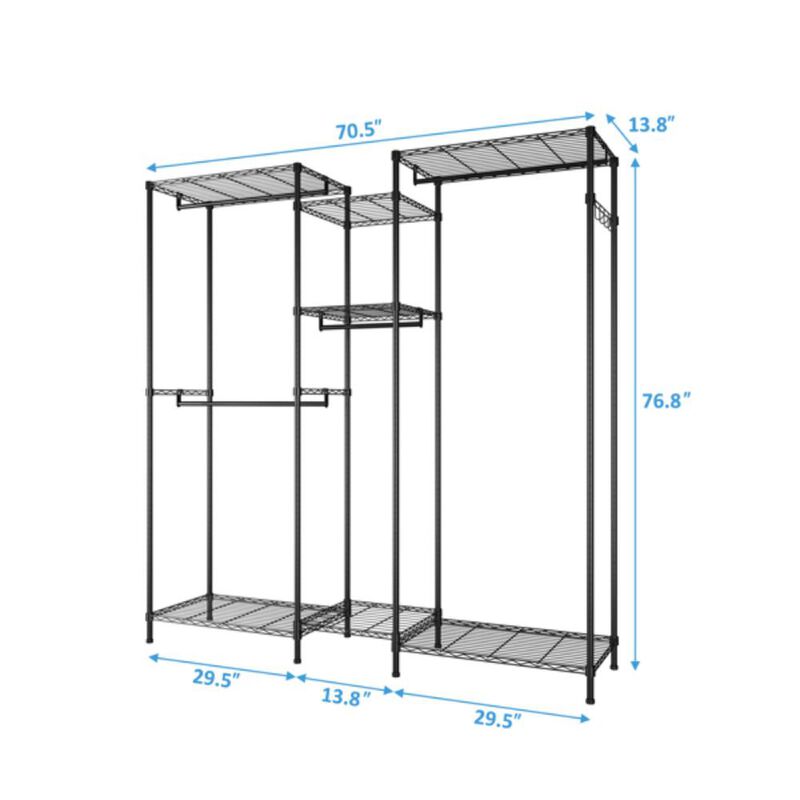 Portable Closet Organizer Garment Rack with Clothes Hangers and Home Shelf for Storage Solutions