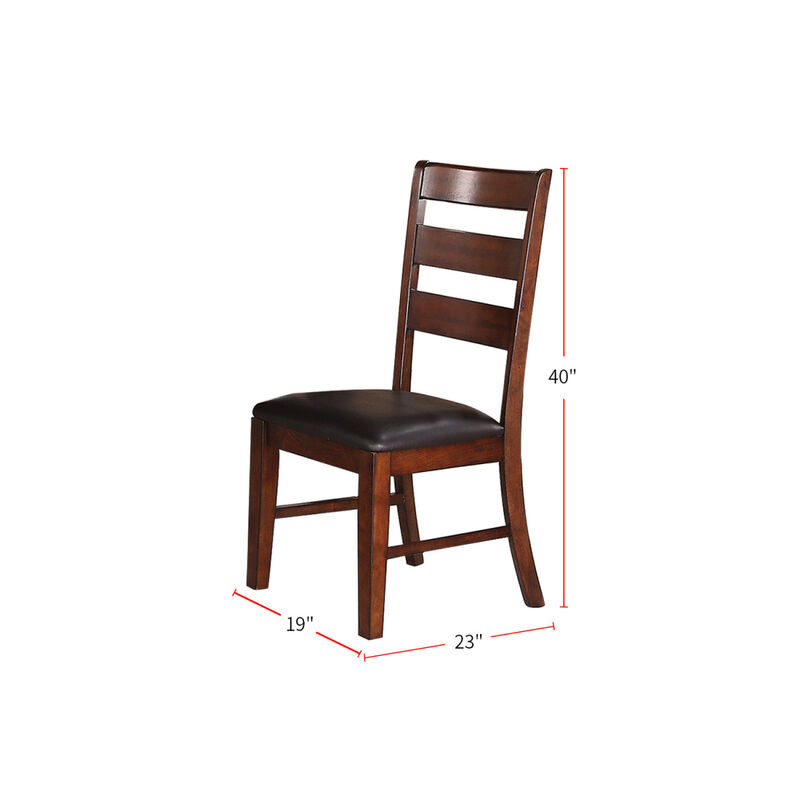 Sara Ladder Back Dining Side Chairs In Brown, Set Of 2