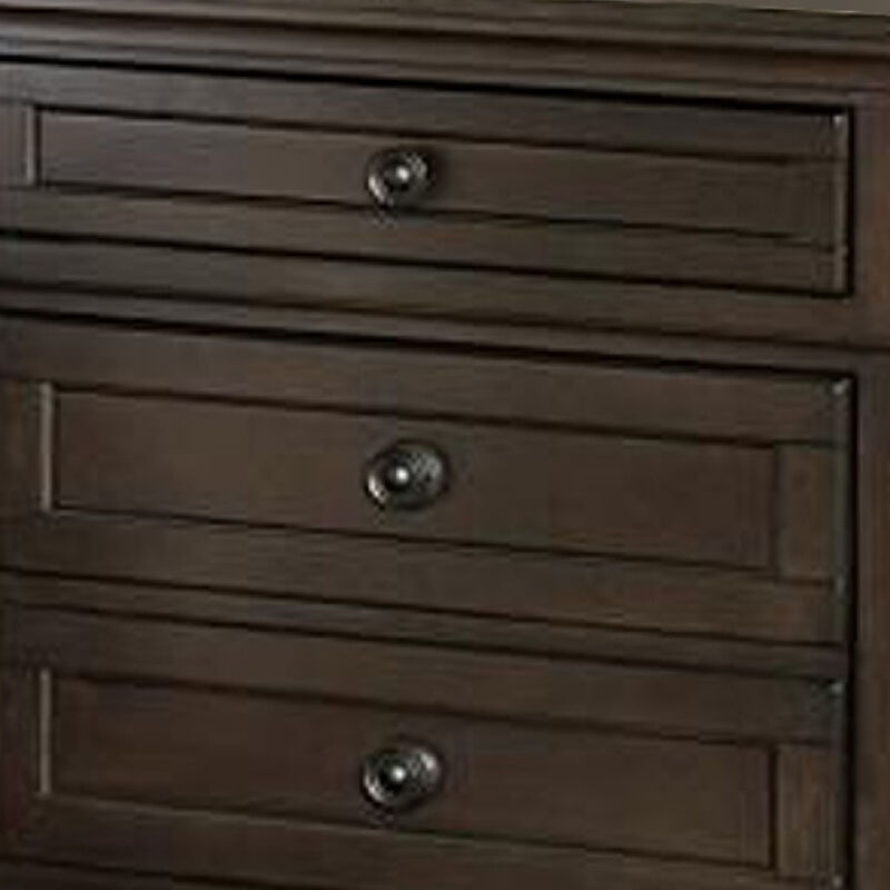 Wooden Mid Century Design Night Stand Chest With Hidden Drawer, Dark Brown-Benzara
