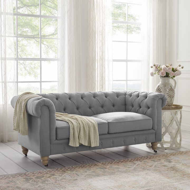 Rustic Manor Bayleigh Linen Chesterfield Loveseat