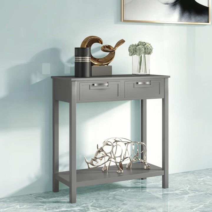 Hivvago Modern Entryway Accent 2 Drawer Sofa Side Table
