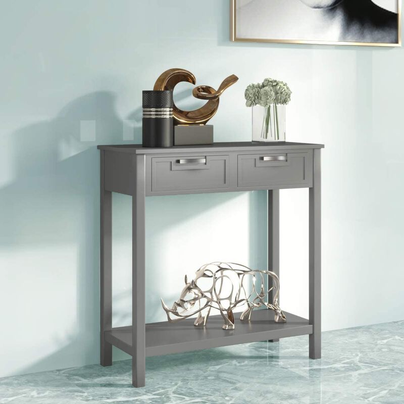 Hivvago Modern Entryway Accent 2 Drawer Sofa Side Table