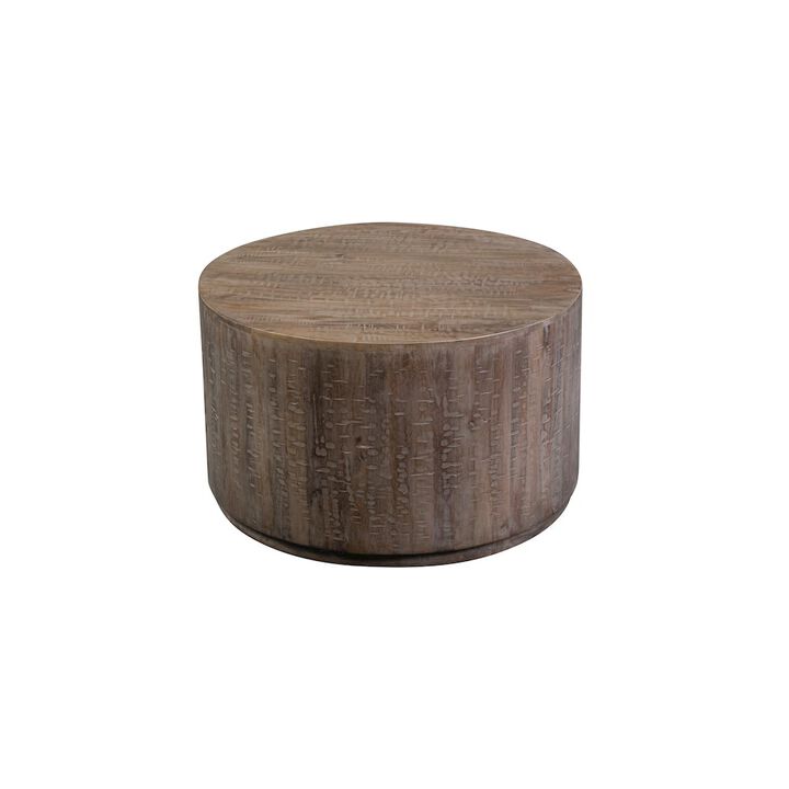 Porter Designs Drum Gray Wash Mango Wood Coffee Table, Gray