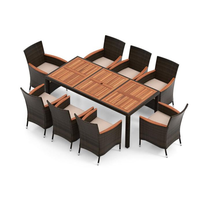 Hivvago 9 Piece Outdoor Dining Set with Umbrella Hole