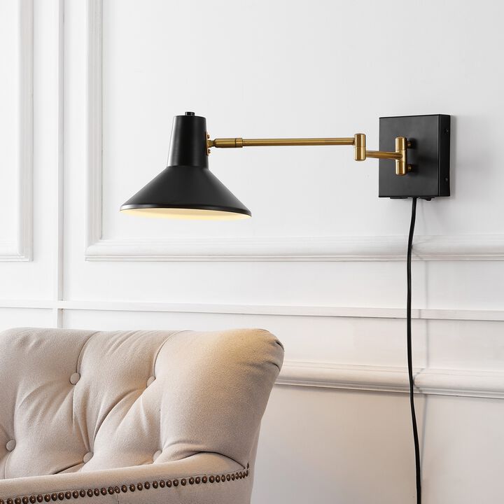 Hygge Swing Arm Modern Midcentury Iron USB Charging Port LED Sconce