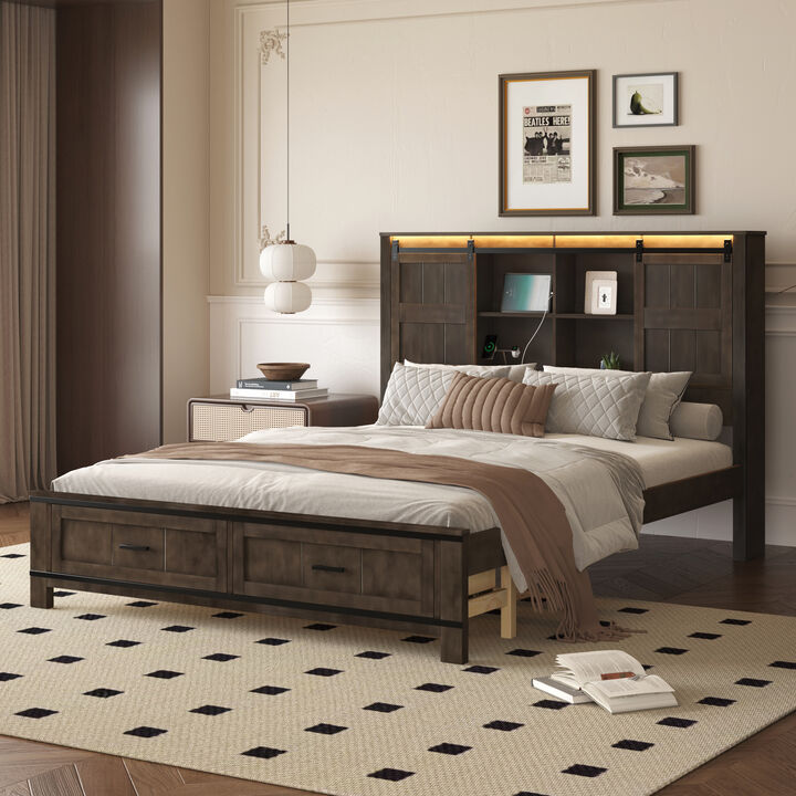 Merax LED Platform Bed with Headboard and USB