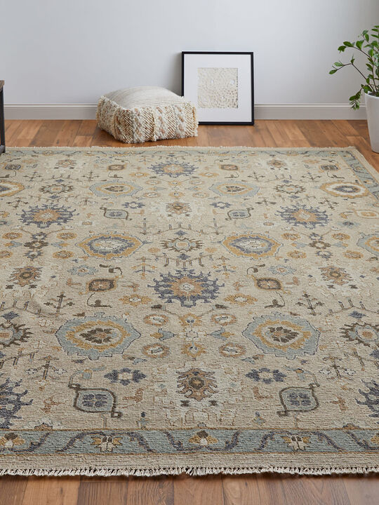Corbitt 0613F 2' x 3' Tan/Blue/Gold Rug