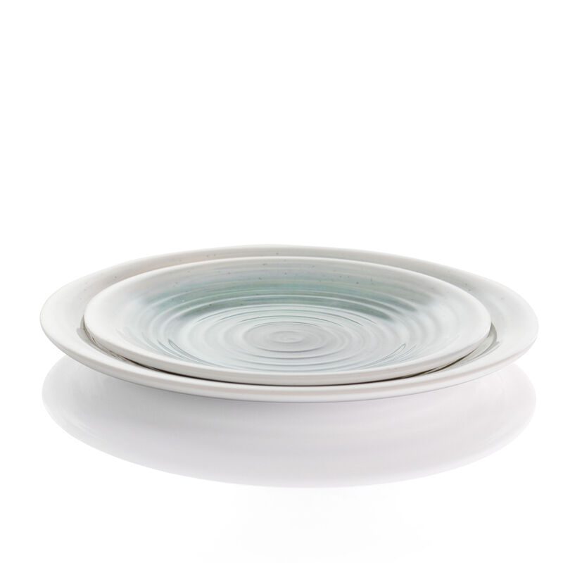 Elama Potters Wheel 12 Piece Lightweight Melamine Dinnerware Set in Light Blue