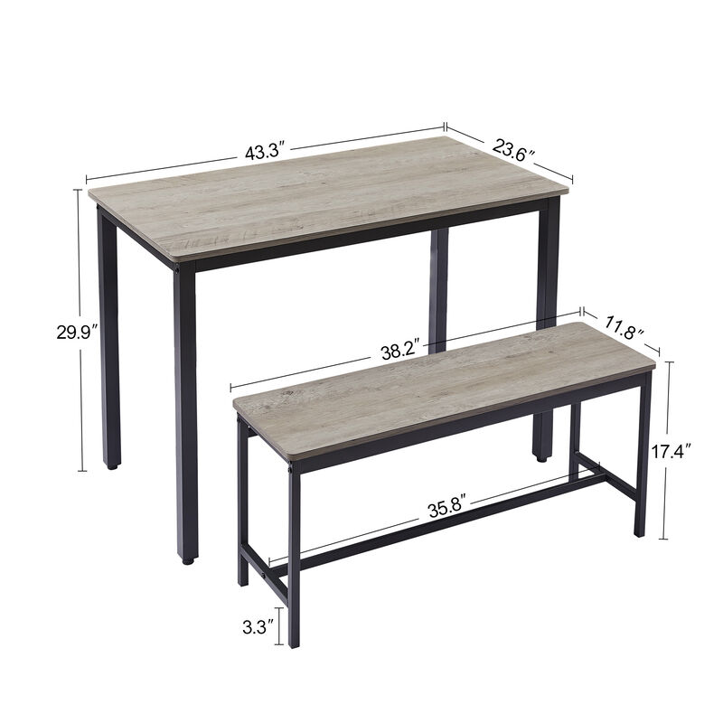 Merax 3 Pieces Dining Table  Bench Set