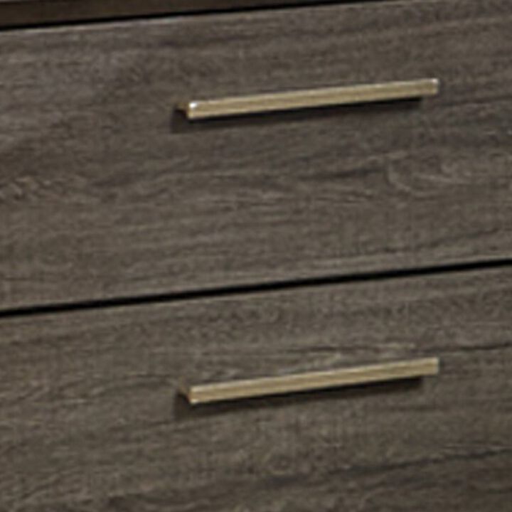 2 Drawer Wooden Frame Nightstand with Straight Legs, Gray and Brown-Benzara