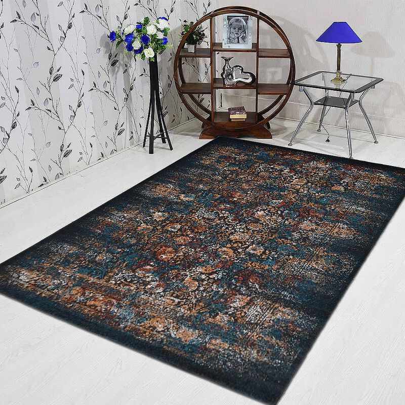 RUGSOTIC CARPETS MACHINE MADE HEATSET POLYPROPYLENE AREA RUGS  - 4'x6', Rectangle Shape, Blue Color, Classic Oriental Traditional  Design, Midium Pile Machine Made Area Rugs (M00053)