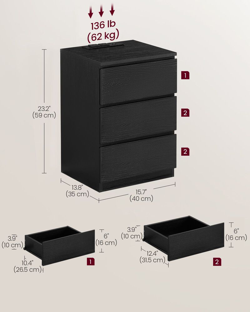 Nightstand with Charging Station for Convenient Bedside Charging and Storage