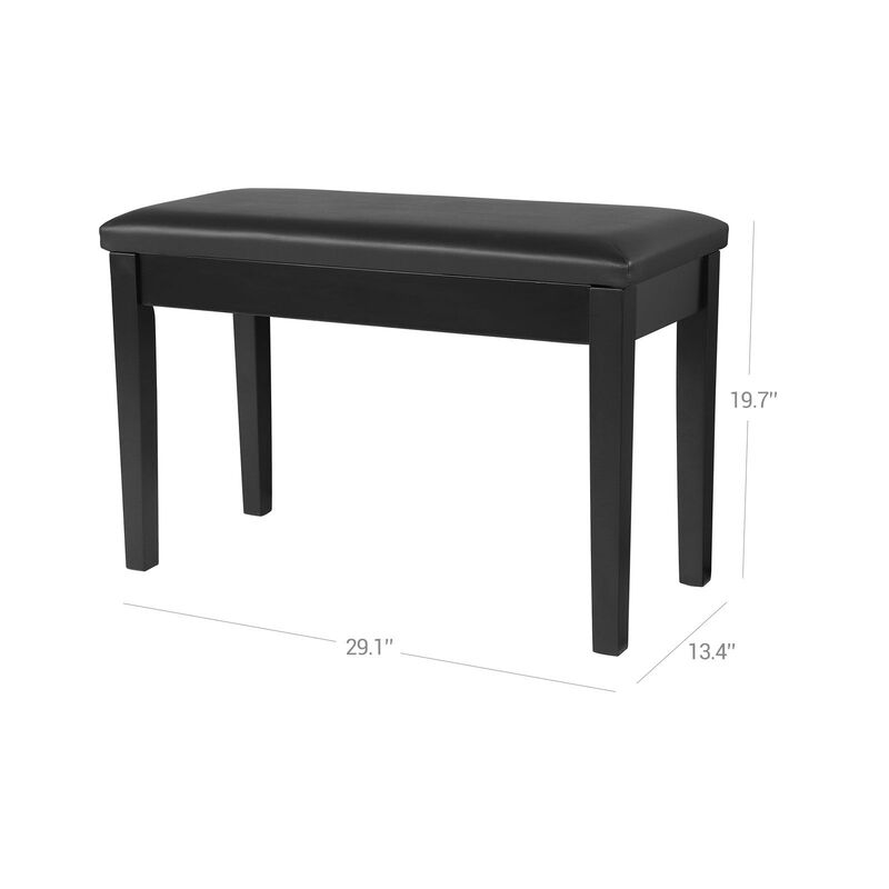 Wooden Duet Piano Bench with Padded Cushion and Music Storage -Black
