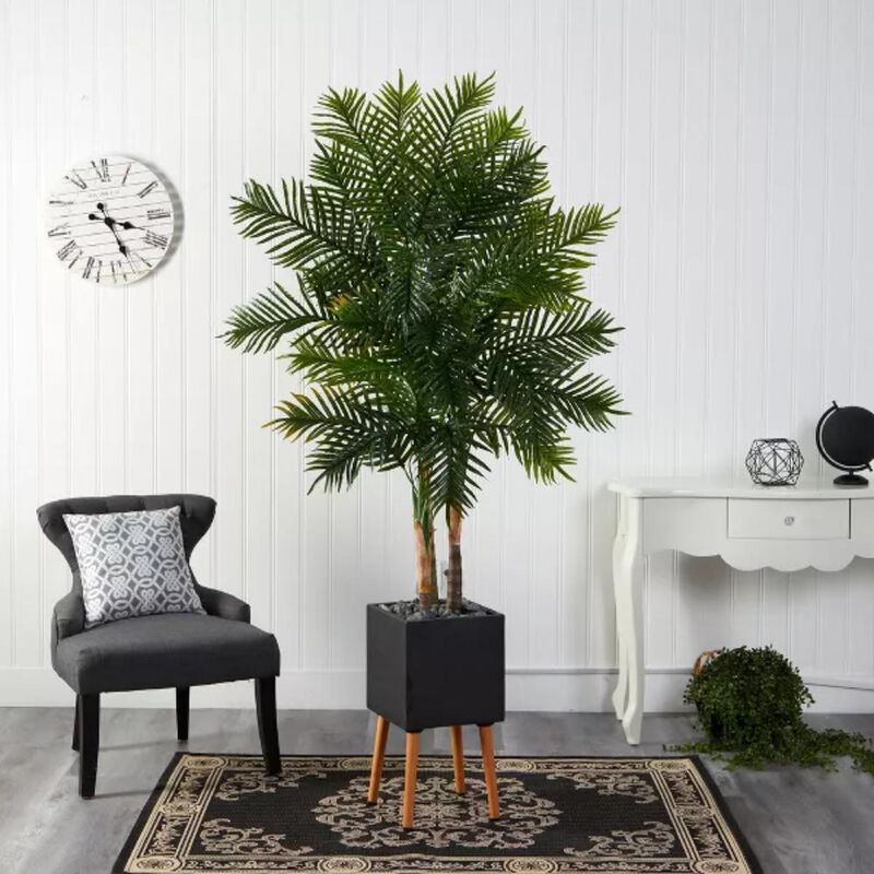 Hivvago 70 Inches Areca Palm Artificial Tree in Black Planter with Stand