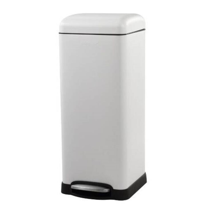 Hivvago 8 Gallon Retro Stainless Steel Step On Trash Can in White Finish