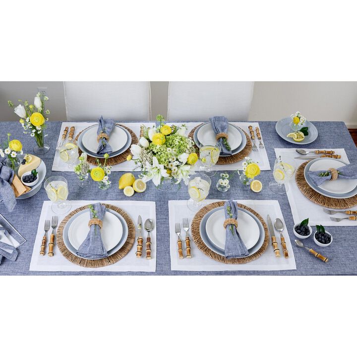Solino Home 100% Pure Linen Dinner Napkins 20 x 20 Inch Set of 6 | Classic Hemstitch