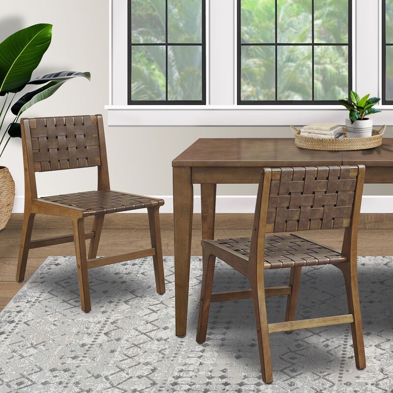 Gracie Mills Consuelo Sleek Elegance Faux Leather Woven Accent Chair
