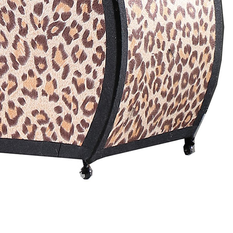 Wigi 12 Inch Accent Lamp, Purse, Cheetah Animal Print, Brown Black Faux Fur - Benzara