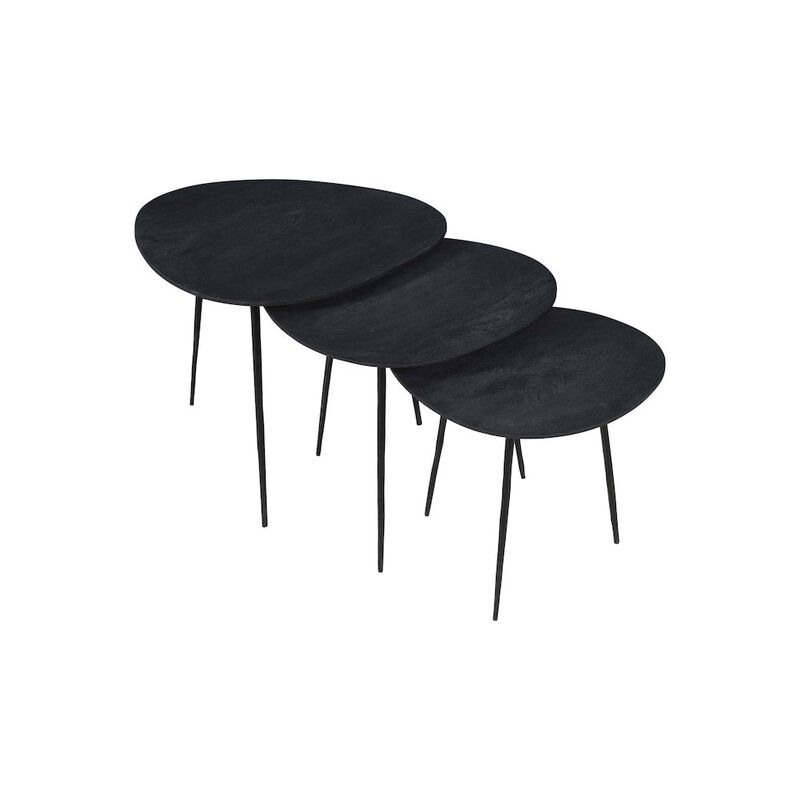 Jofran Reeves Abstract Contemporary Solid Acacia Wood Nesting End Tables (Set of 3)