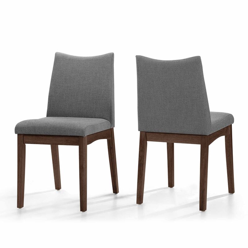 Heli Side Dining Chair, Set of 2, Curved, Gray Textured, Splayed Legs - Benzara