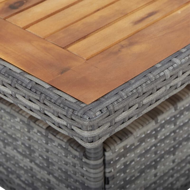 vidaXL Outdoor Dining Table Gray Poly Rattan and Solid Acacia Wood