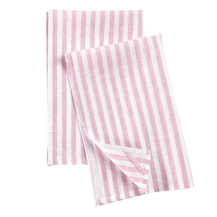 Solino Home 100% Pure Linen Kitchen Towels Set of 2 - 17 x 26 Inch | Amalfi Stripe