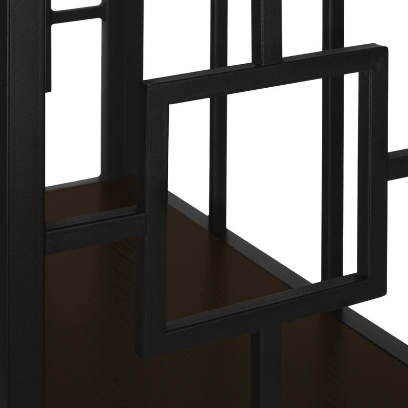Monarch Specialties I 3617 Bookshelf, Bookcase, Etagere, 4 Tier, 62"H, Office, Bedroom, Metal, Laminate, Brown, Black, Contemporary, Modern