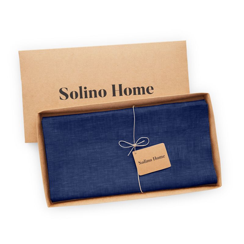 Solino Home 100% Pure Linen Table Throw 52 x 52 Inch | Athena