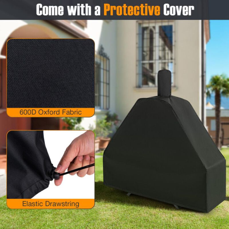 Hivvago Outdoor Pizza Oven with 600D Oxford Fabric Cover 12 Inch Pizza Stone and Cooking Grill