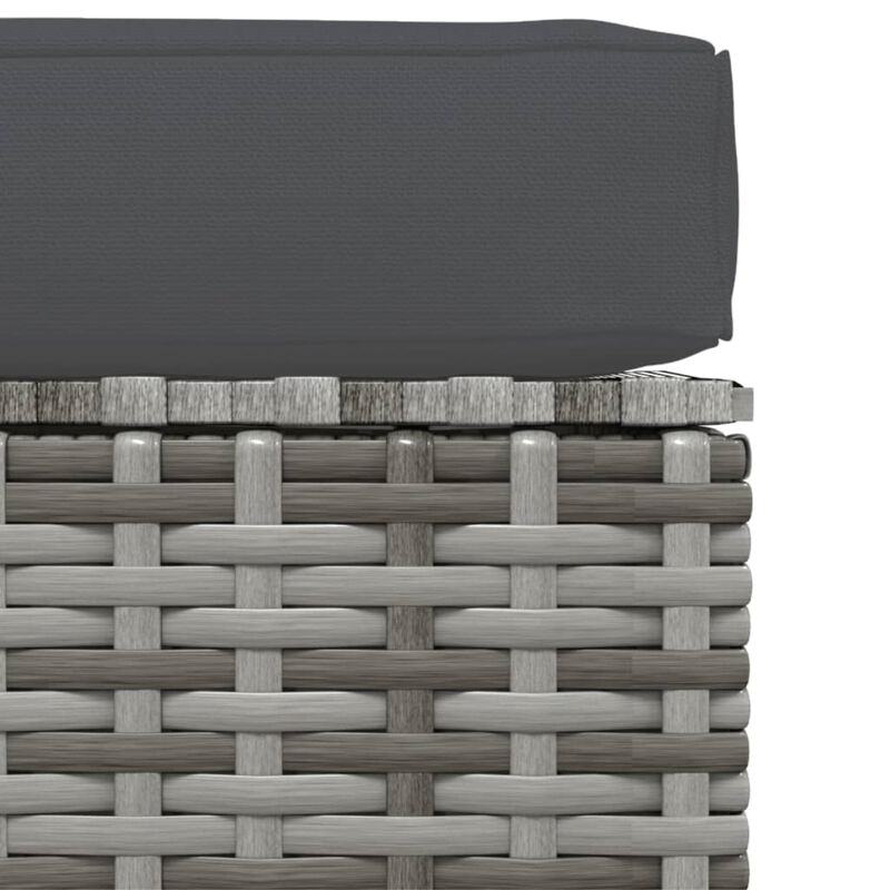 vidaXL Patio Footrest with Cushion Gray 27.6"x27.6"x11.8" Poly Rattan
