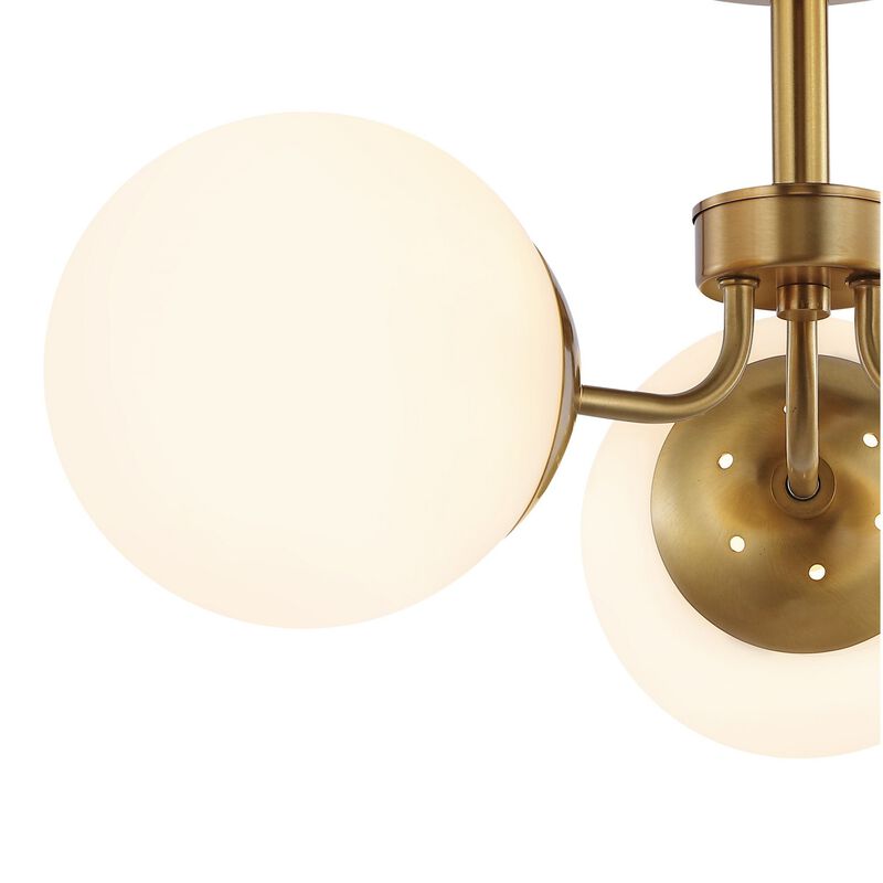 Olivier 3-Light Bohemian Farmhouse Iron/Frosted Glass LED Semi Flush Mount