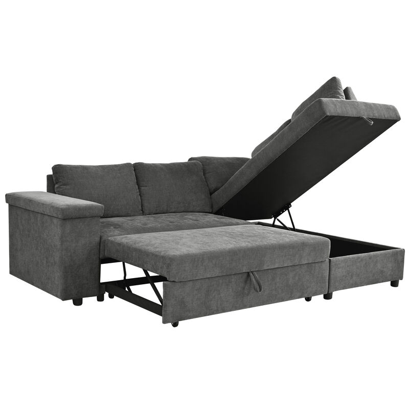 Merax L Shaped Sleeper Sofa Couch with Hidden Storage