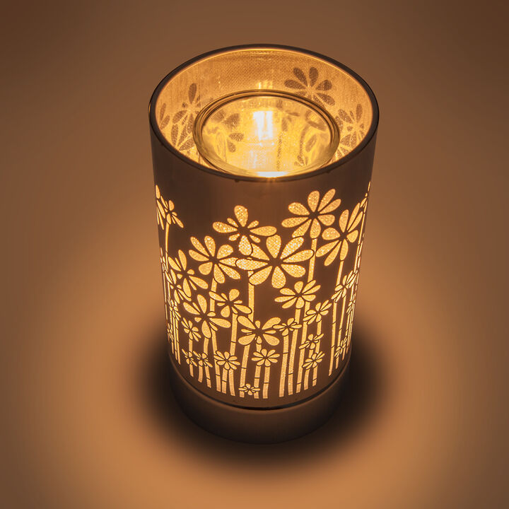 7" Touch lamp/Oil burner/Wax warmer - Silver Garden