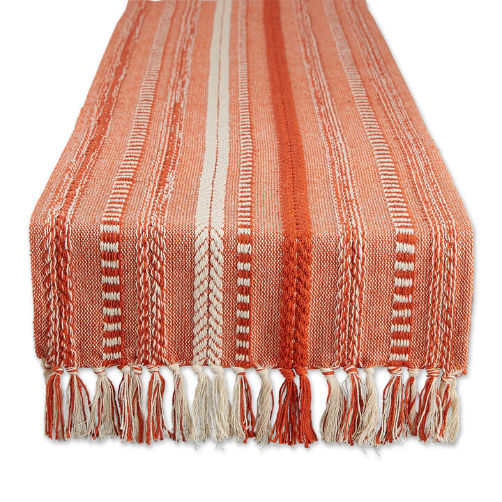 15" x 108" Vintage Red and White Braided Stripe Decorative Table Runner