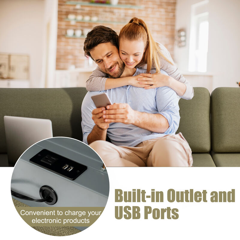 Costway Modular L-shaped Sectional Sofa w/ Reversible Chaise & 2 USB Ports