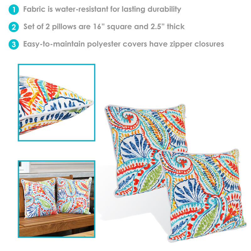 Sunnydaze Indoor/Outdoor Square Throw Pillow - 16 in