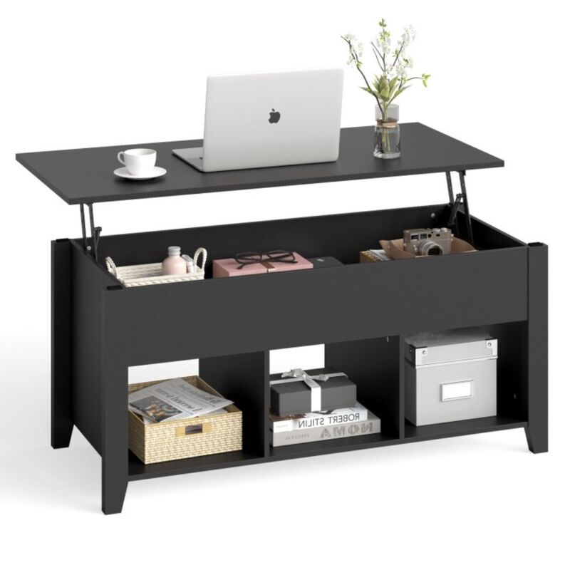 Hivvago Modern Black Wooden Lift Top Coffee Table