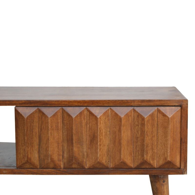 Solid Wood Chestnut Prism Sliding Door Media Unit