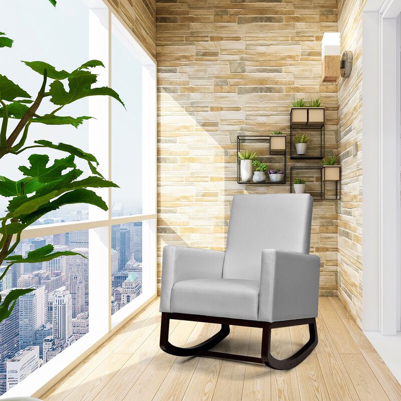 2-in-1 Fabric Upholstered Rocking Chair with Pillow