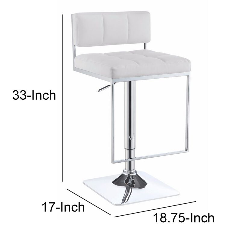 Adjustable Modern Metal Bar Stool, White & Silver-Benzara