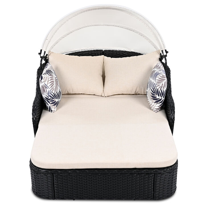 Merax Outdoor Sunbed Daybed with Adjustable Canopy
