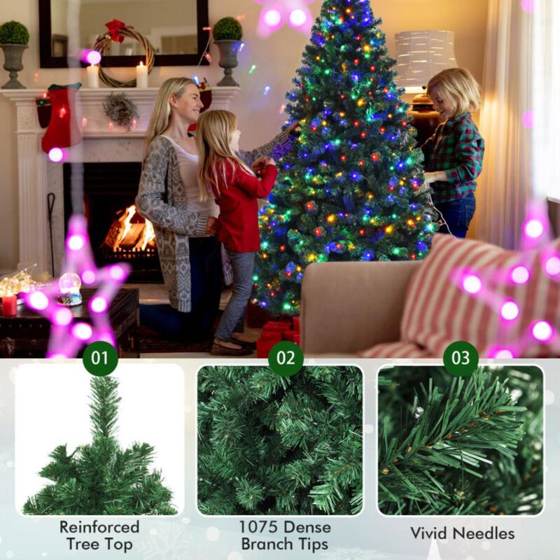 Hivvago 7.5 Feet Pre-Lit Artificial Spruce Christmas Tree with 550 Multicolor Lights for Festival