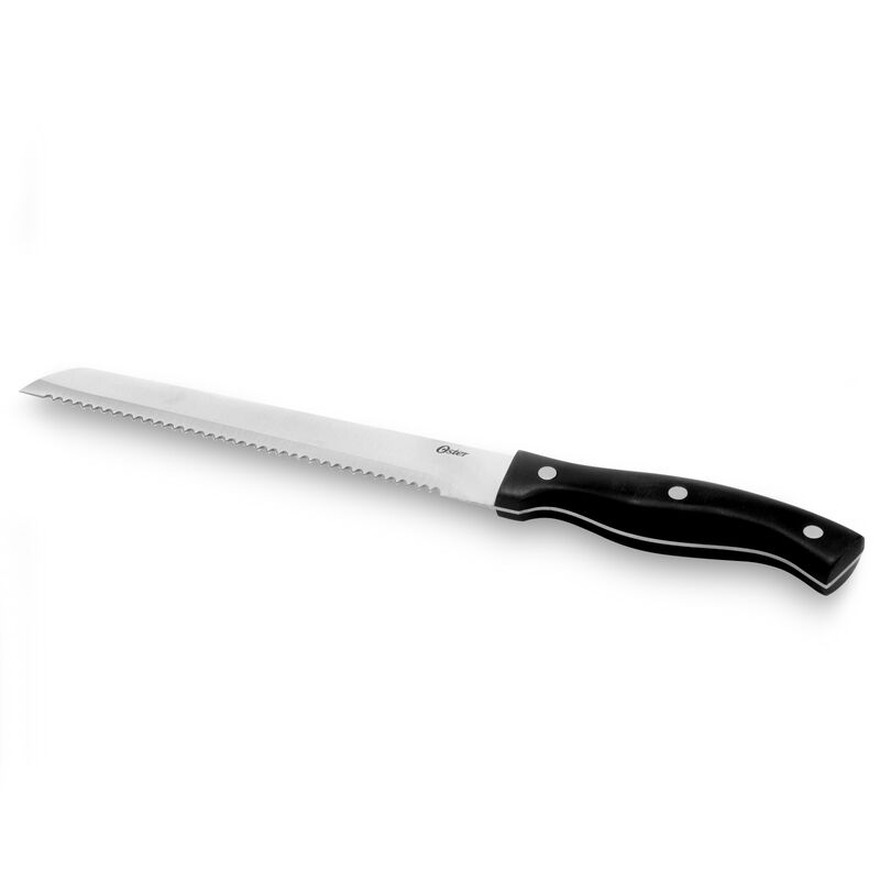 Oster Winstead 22 Piece Stainless Steel Cutlery Set with Black Handles and Wooden Block