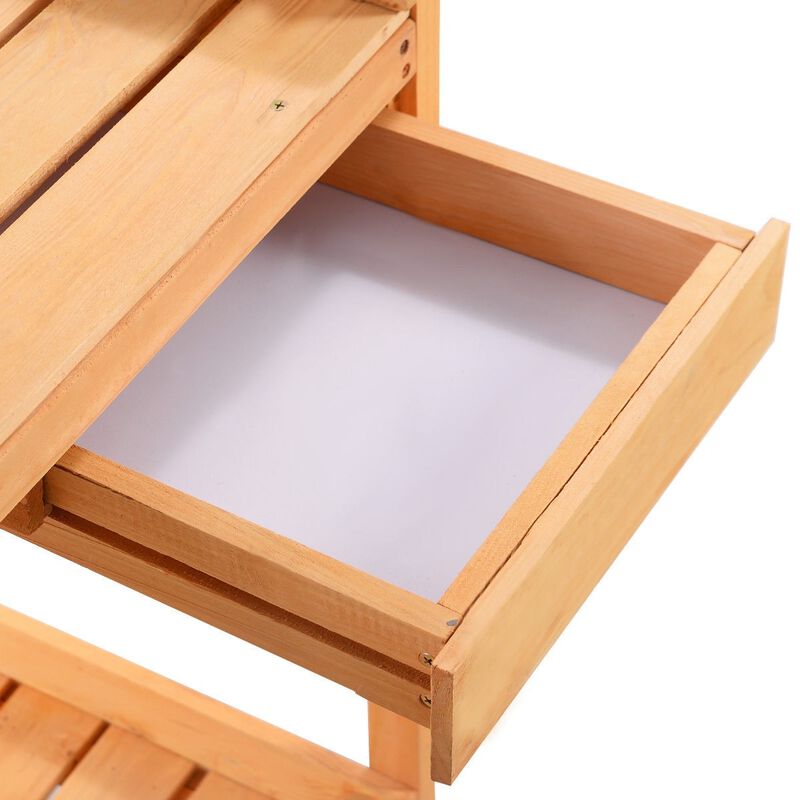 QuikFurn Outdoor Home Garden Wooden Potting Bench with Storage Drawer