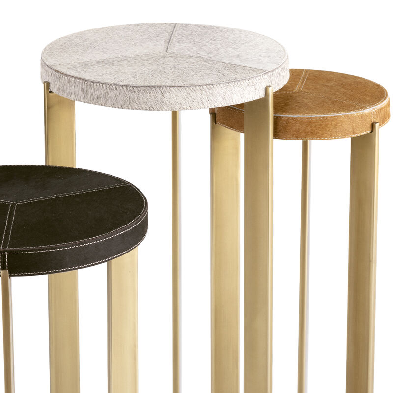 Andres Hair on Hide Brass Mixer Table Set