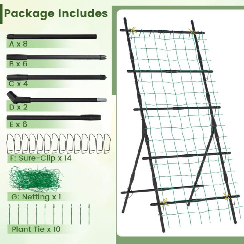 Hivvago 74 Inch Garden Cucumber Trellis with PE-Coated Frame for Climbing Plants