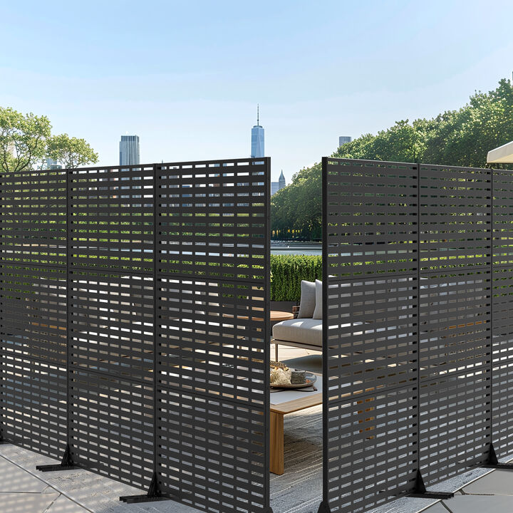 47in. W x 72in. H  Garden Fence Outdoor Privacy Screen  in Black