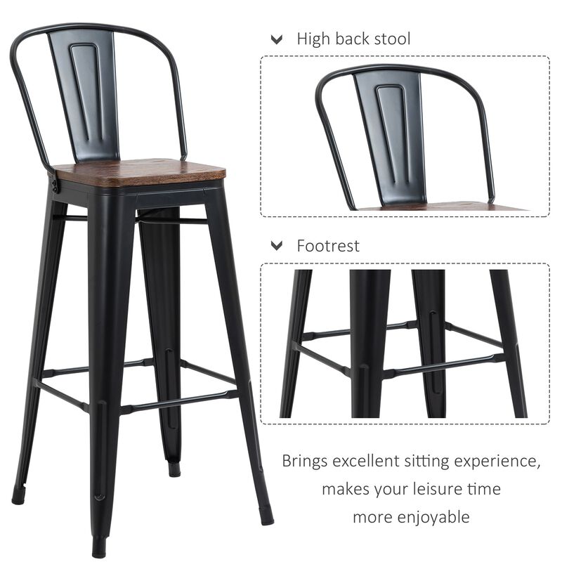 Industrial Pub Set: 3-Piece Black/Brown Counter Height Dining Set