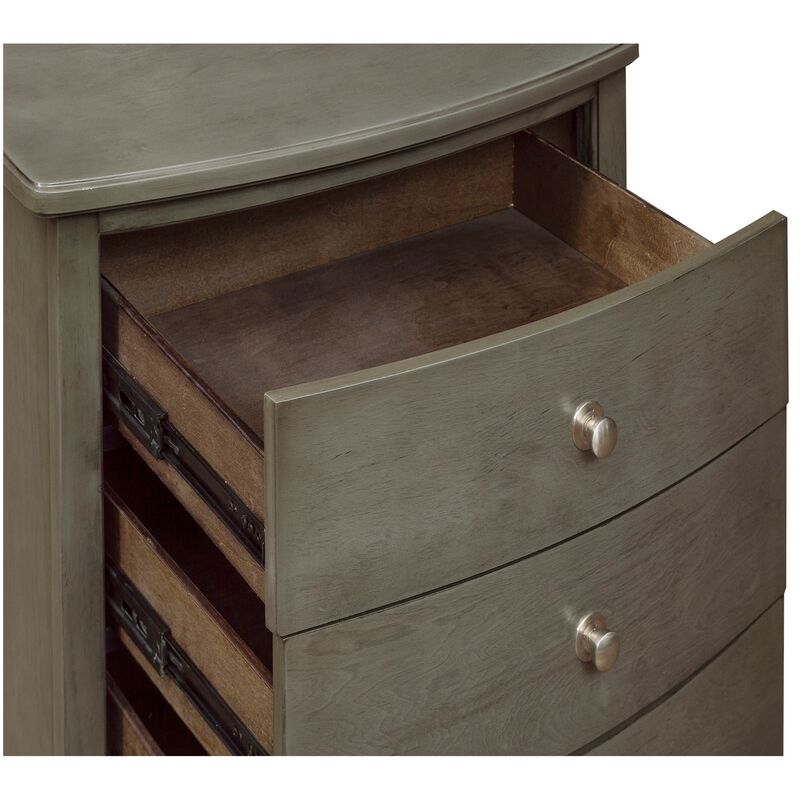 Wooden Nightstand with 3 Spacious Drawers and Knobs, Gray-Benzara