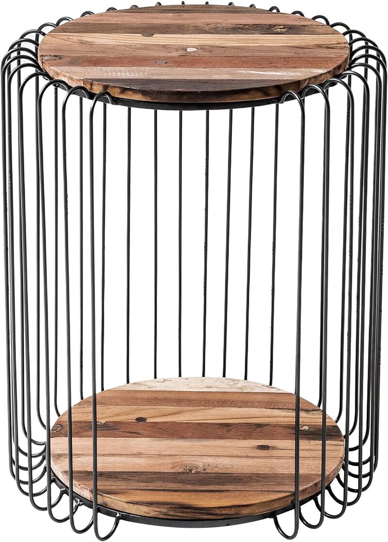 Belen Kox Natural Boat Wood Round Side Table, Belen Kox
